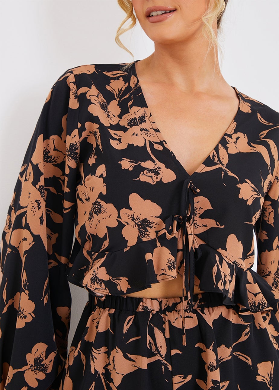 In The Style Jac Jossa Black Floral Co Ord Top