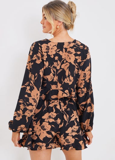 In The Style Jac Jossa Black Floral Co Ord Top