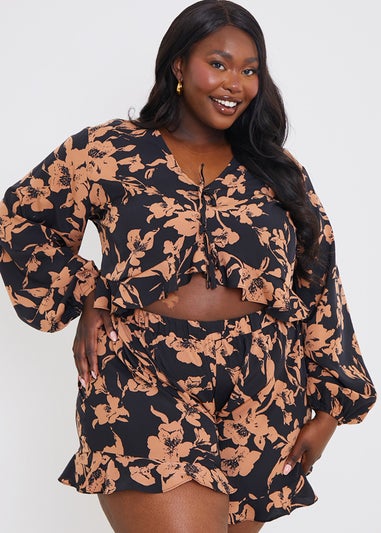 In The Style Jac Jossa Black Floral Co Ord Top