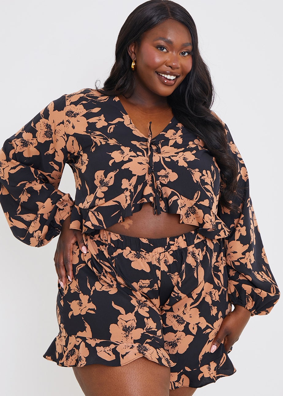 In The Style Jac Jossa Black Floral Co Ord Top