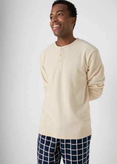 Stone Check Fleece Pyjama Set