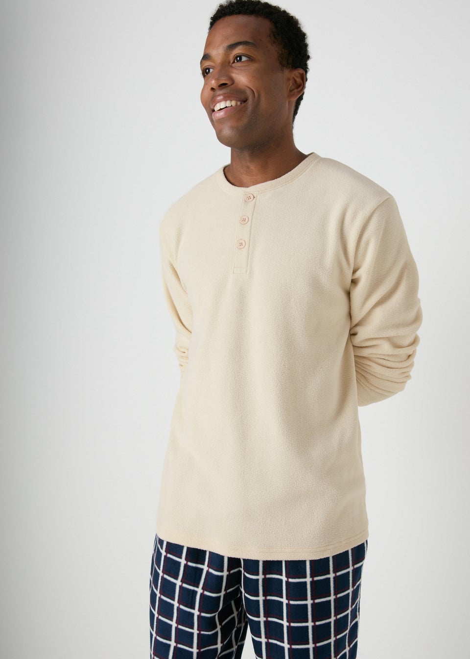 Stone Check Fleece Pyjama Set