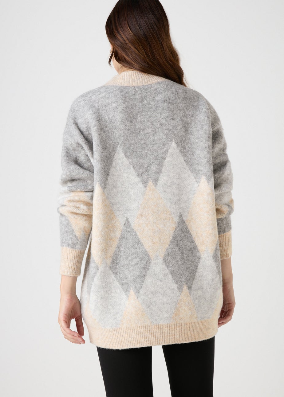 Beige Diamond Knitted Jumper