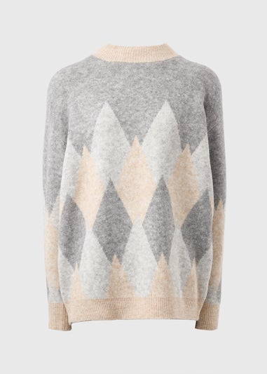 Beige Diamond Knitted Jumper