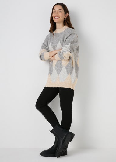 Beige Diamond Knitted Jumper