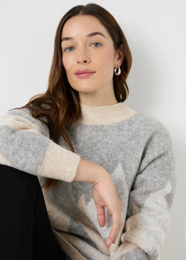 Beige Diamond Knitted Jumper