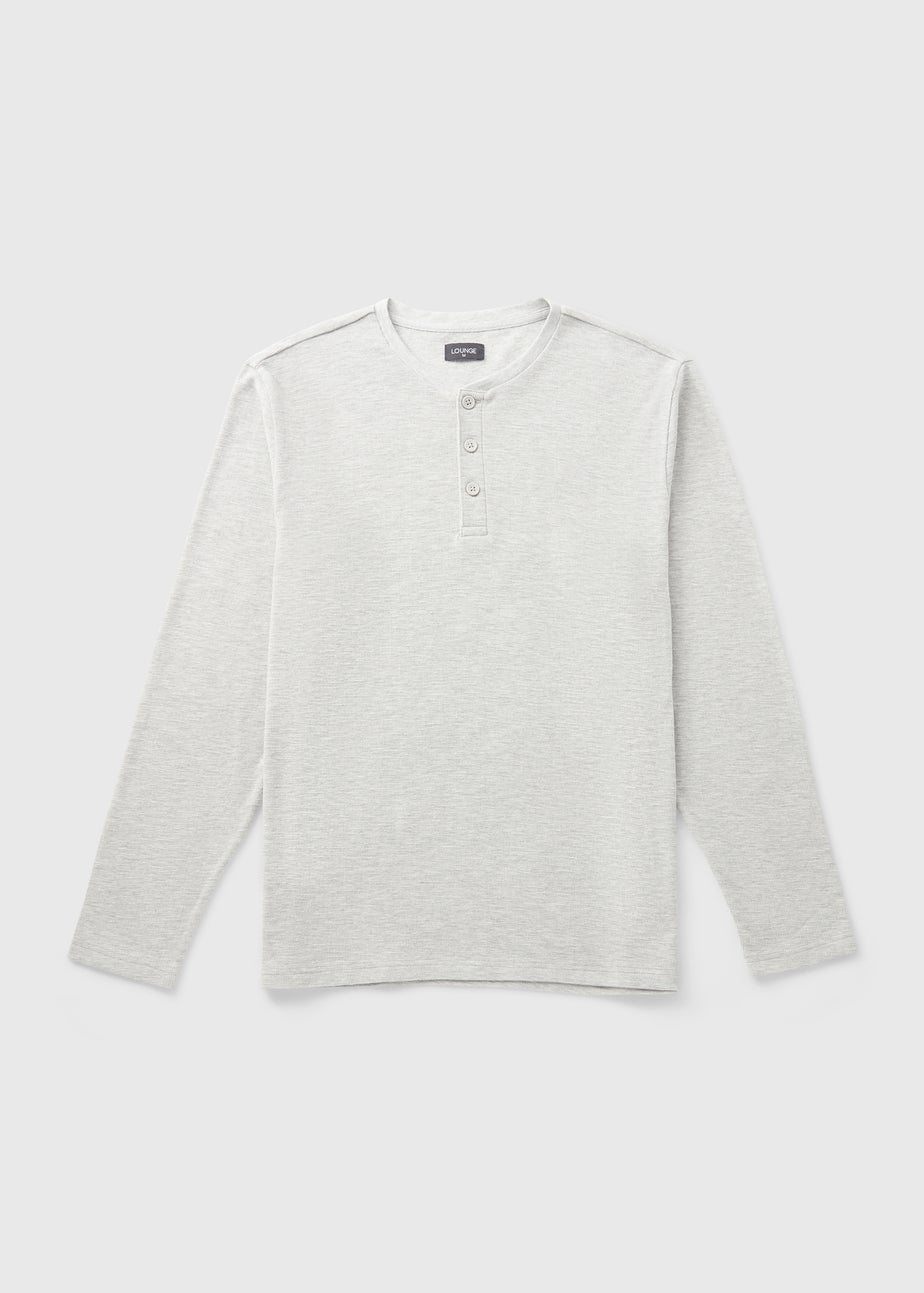 Grey Textured Long Sleeve Pyjama Top