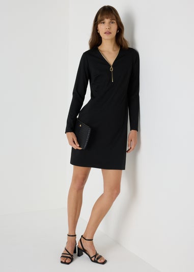Et Vous Black Knee Length Jersey Dress