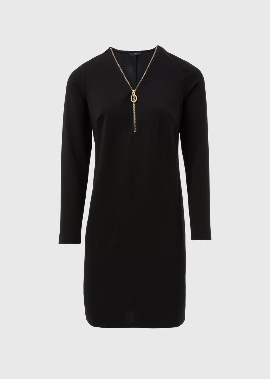 Et Vous Black Knee Length Jersey Dress