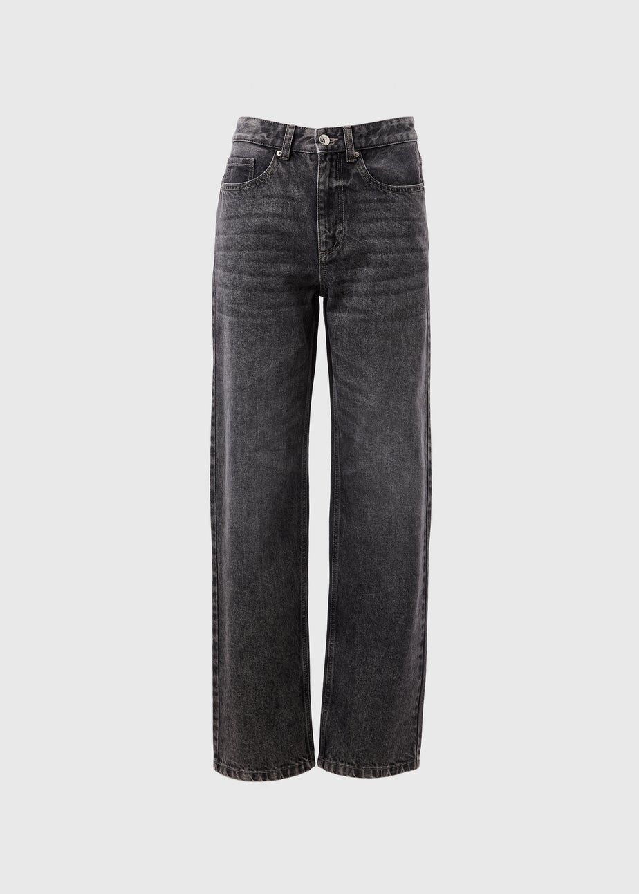 Grey Straight Denim Jeans