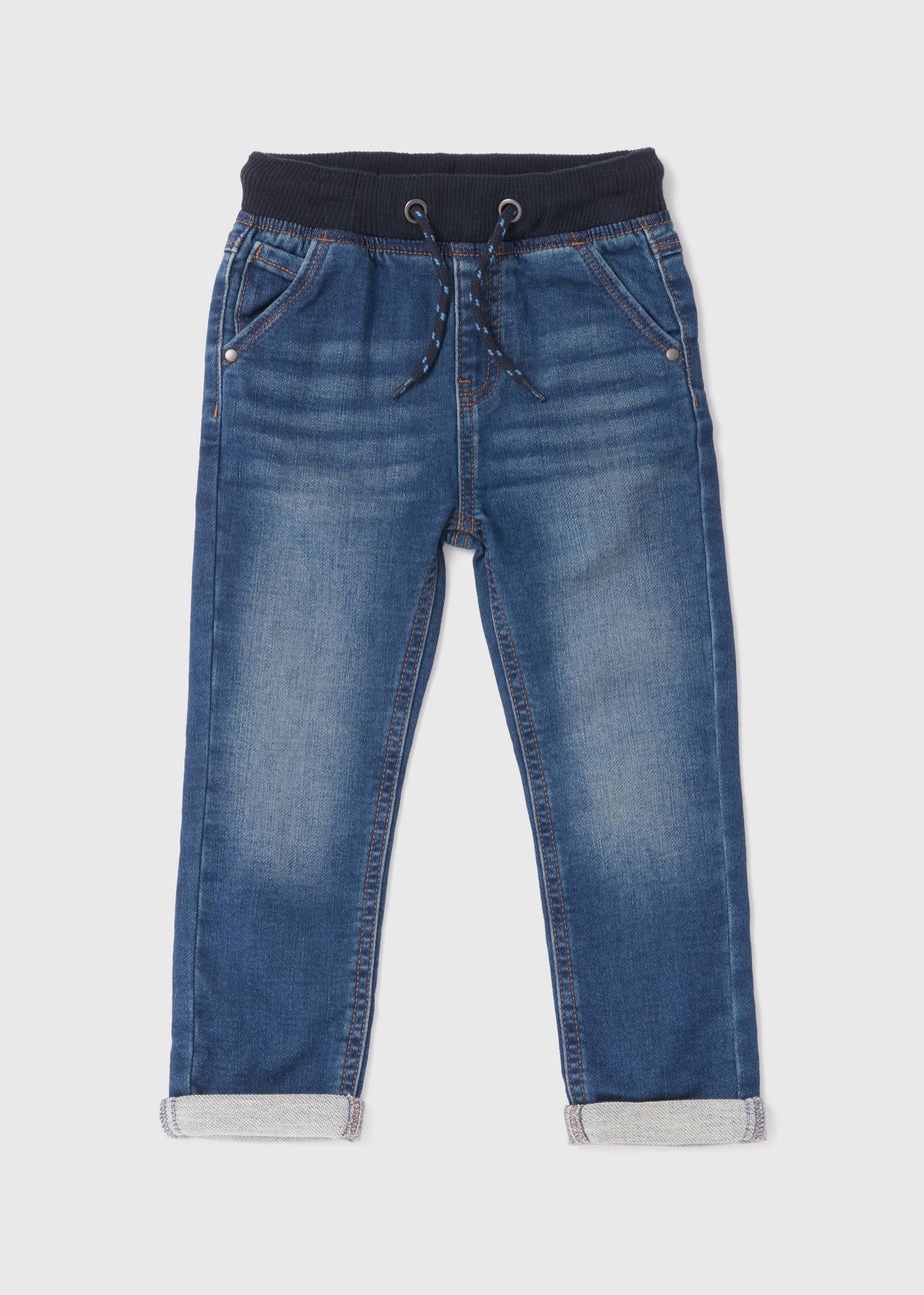 Boys Blue Ribbed Waist Jeans (1-7yrs)