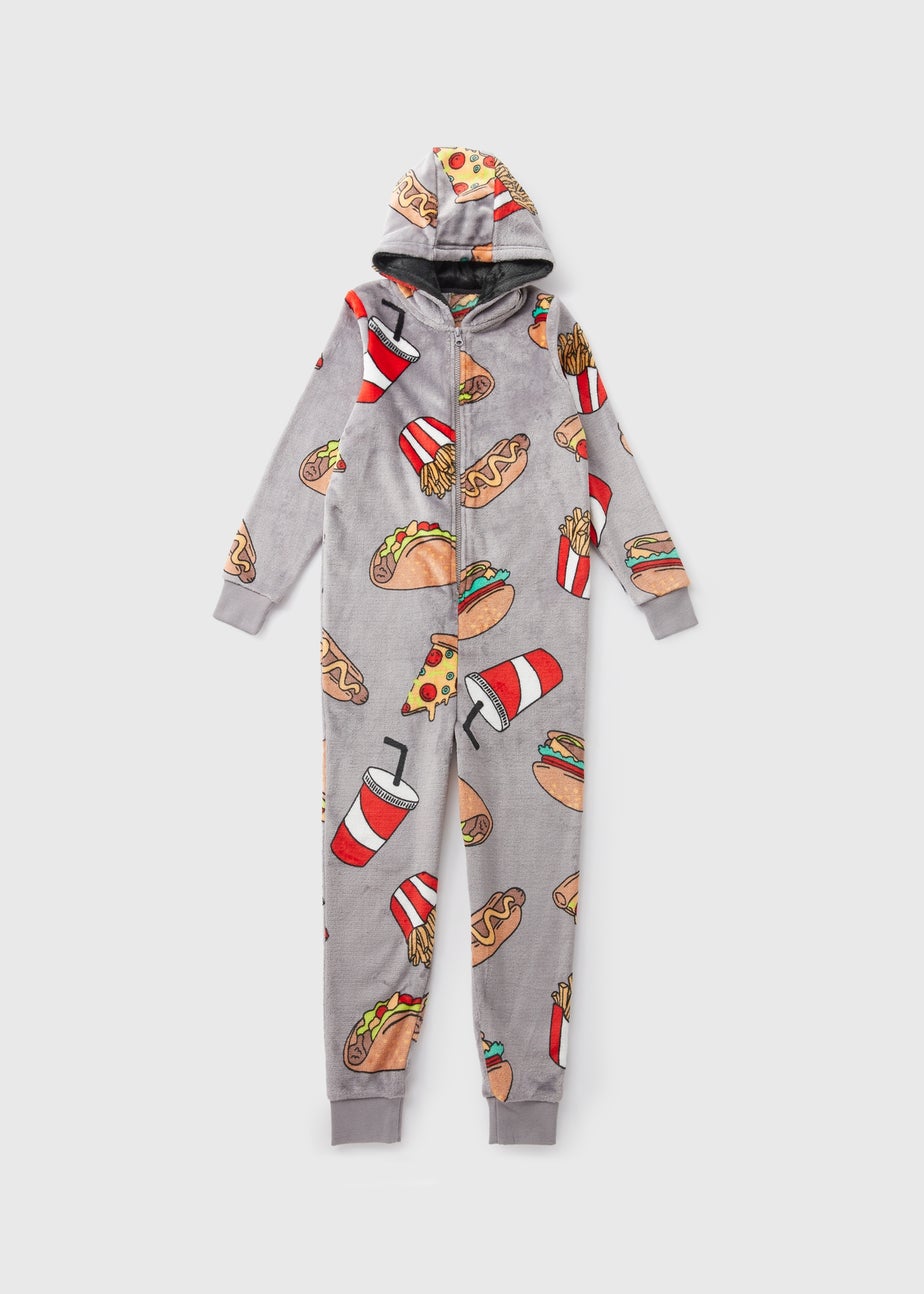 Boys Grey Food Onesie (10-12yrs)