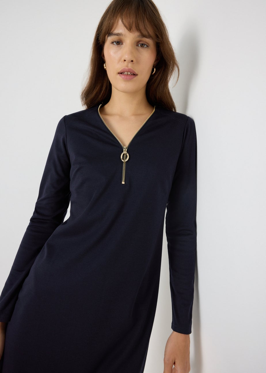 Et Vous Navy Knee Length Jersey Dress