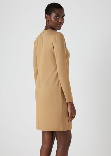 Et Vous Camel Knee Length Jersey Dress