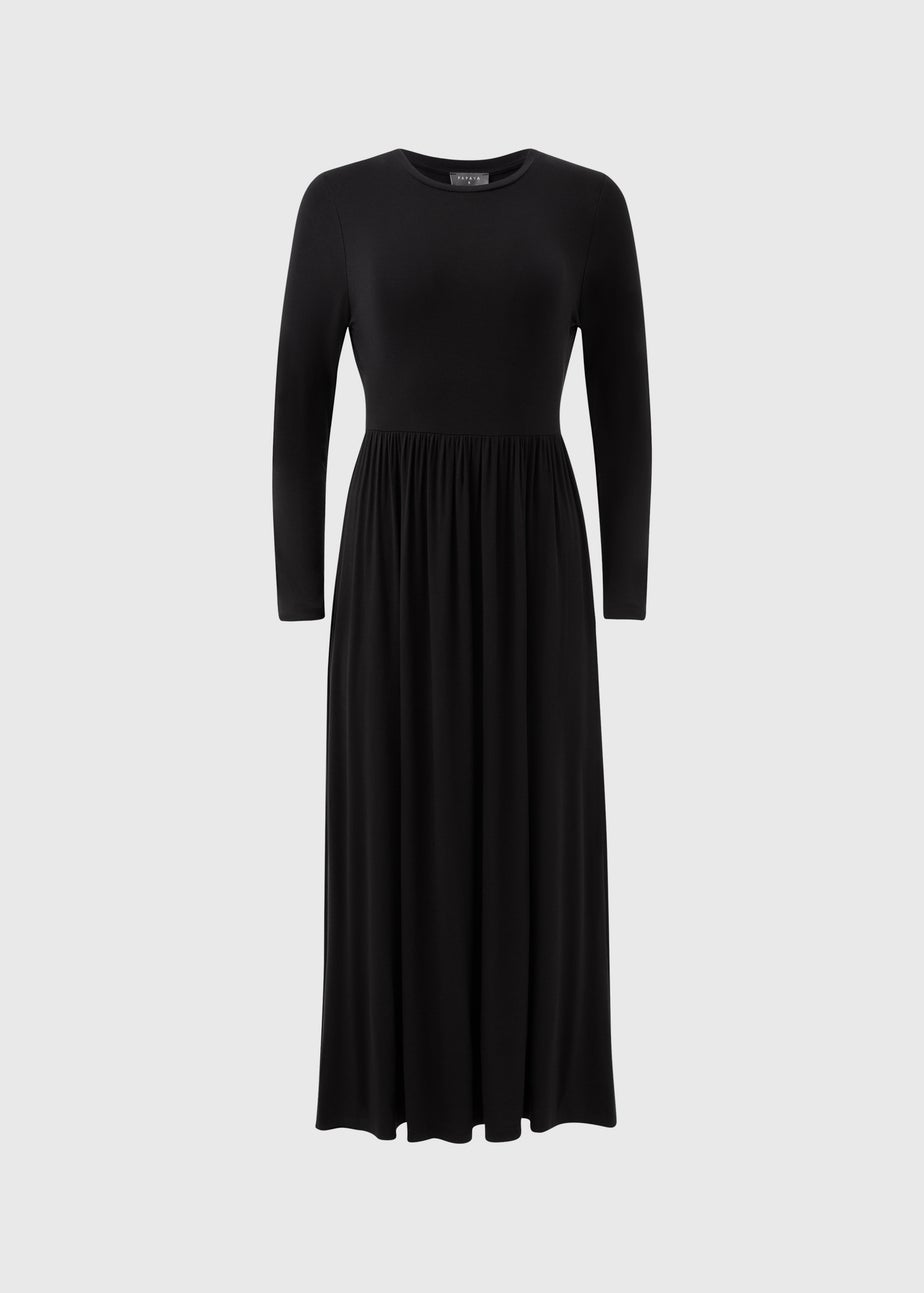 Black Long Sleeve Midi Dress