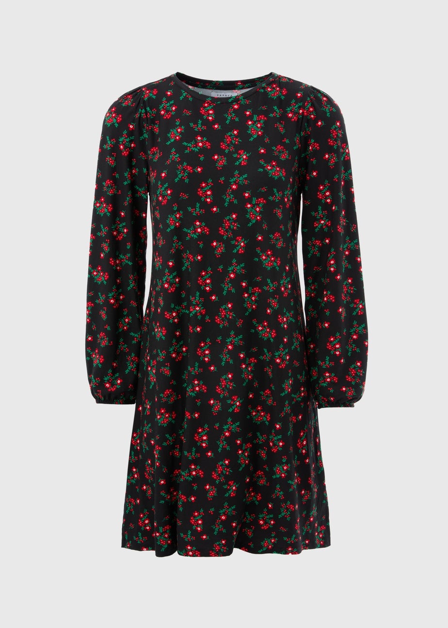 Black Floral Mini Dress