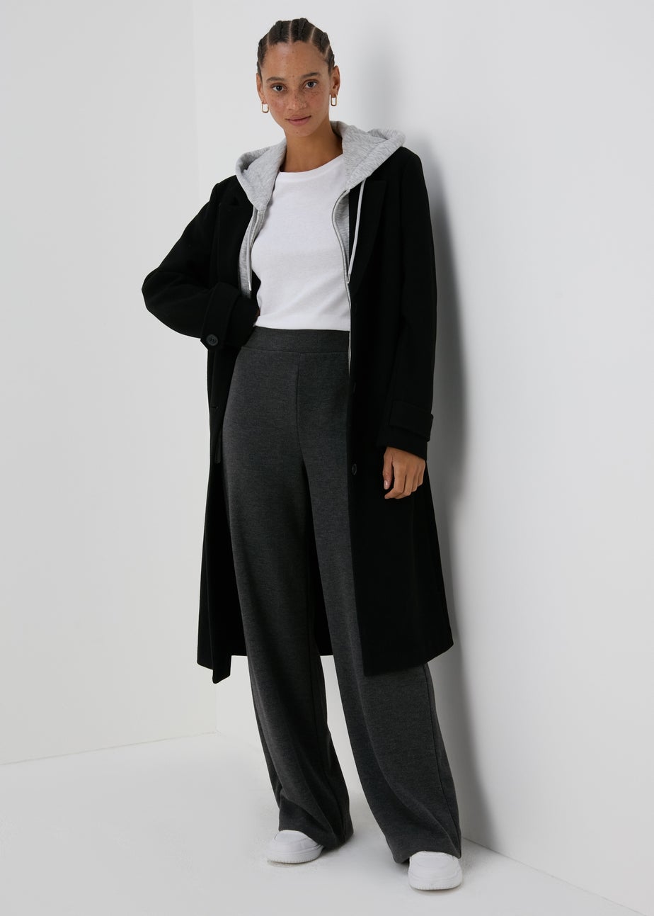 Grey Co Ord Soft Touch Wide Leg Trousers