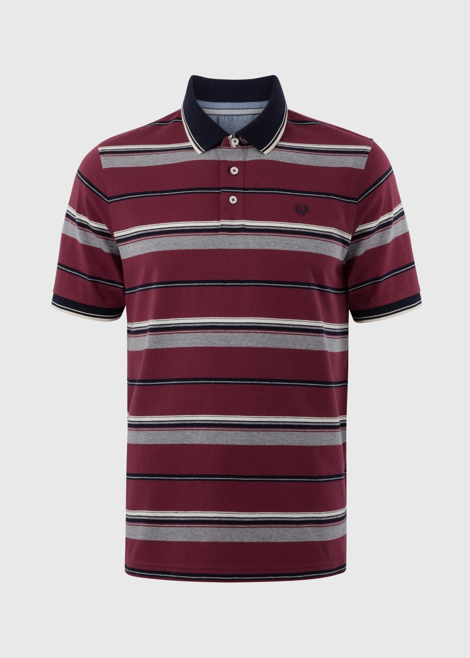 Lincoln Burgundy Stripe Polo Shirt