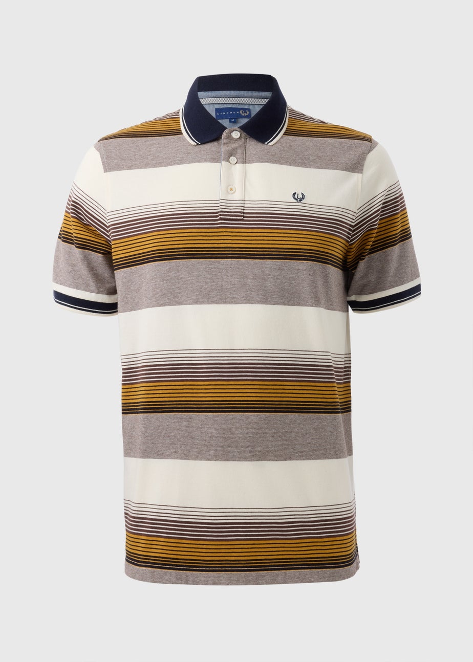 Lincoln Brown Stripe Ombre Polo Shirt