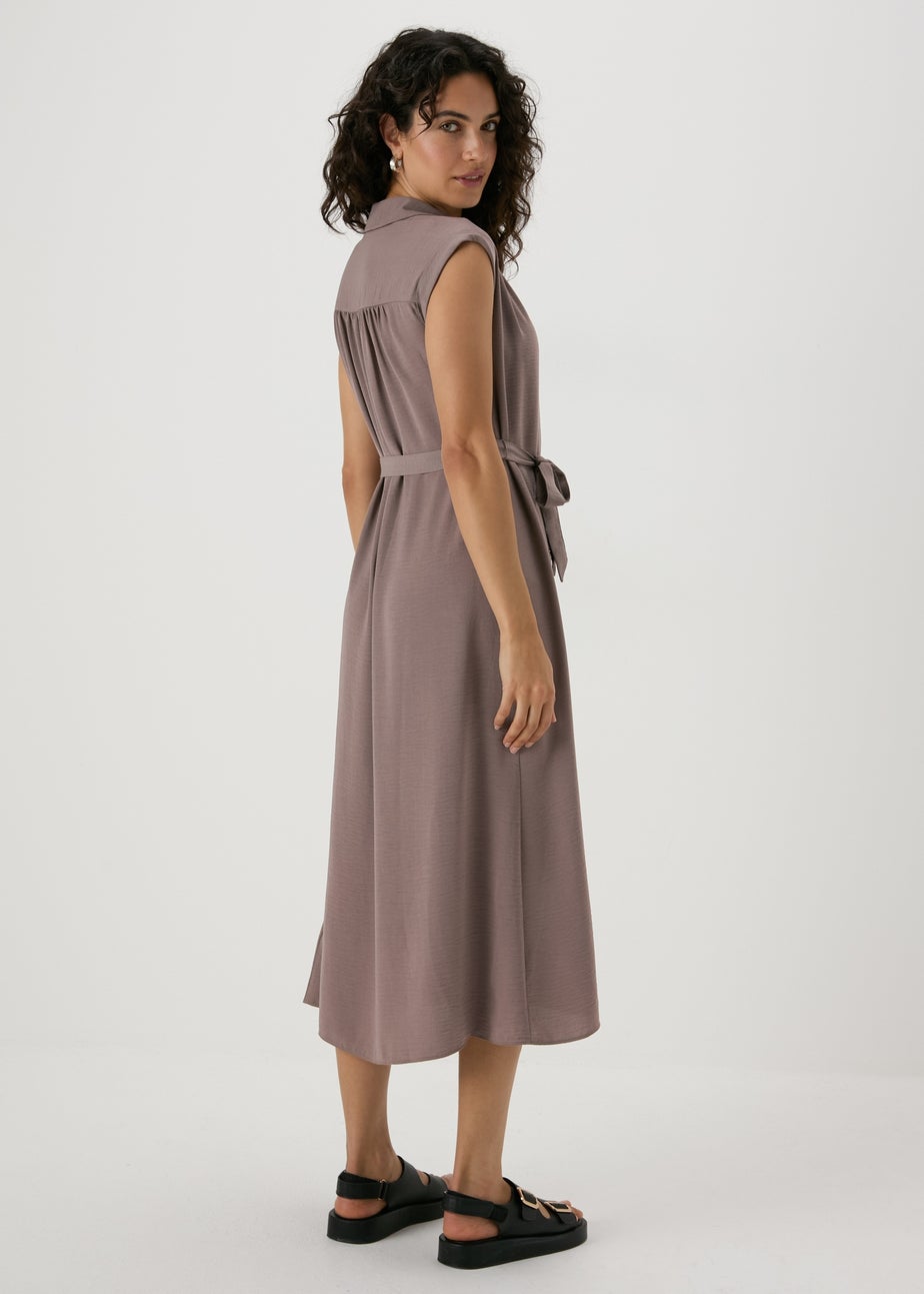 Papaya Petite Brown Button Through Shirt Midi Shirt Dress