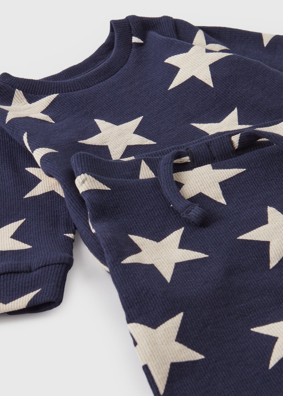 Baby Navy Star Ribbed Top & Leggings Set (Newborn-23mths)