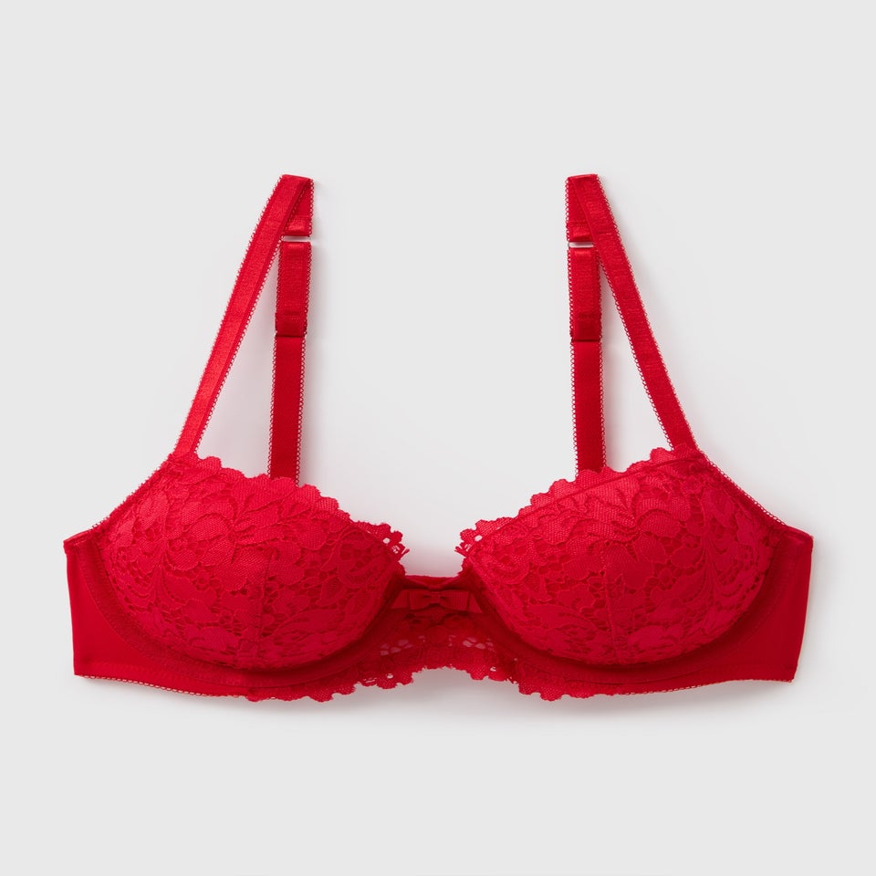 Red Lace Detail Bra