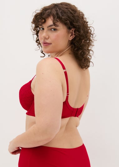 Red DD+ Lace Padded Bra