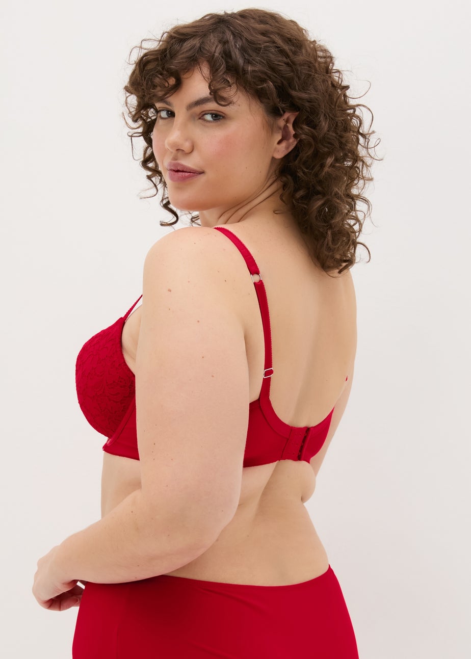 Red DD+ Lace Padded Bra