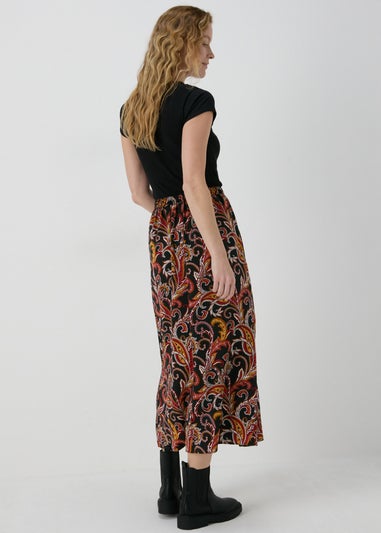Black Paisley Midi Skirt