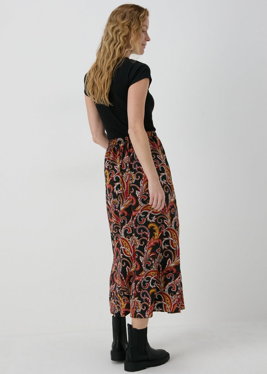 Black Paisley Midi Skirt