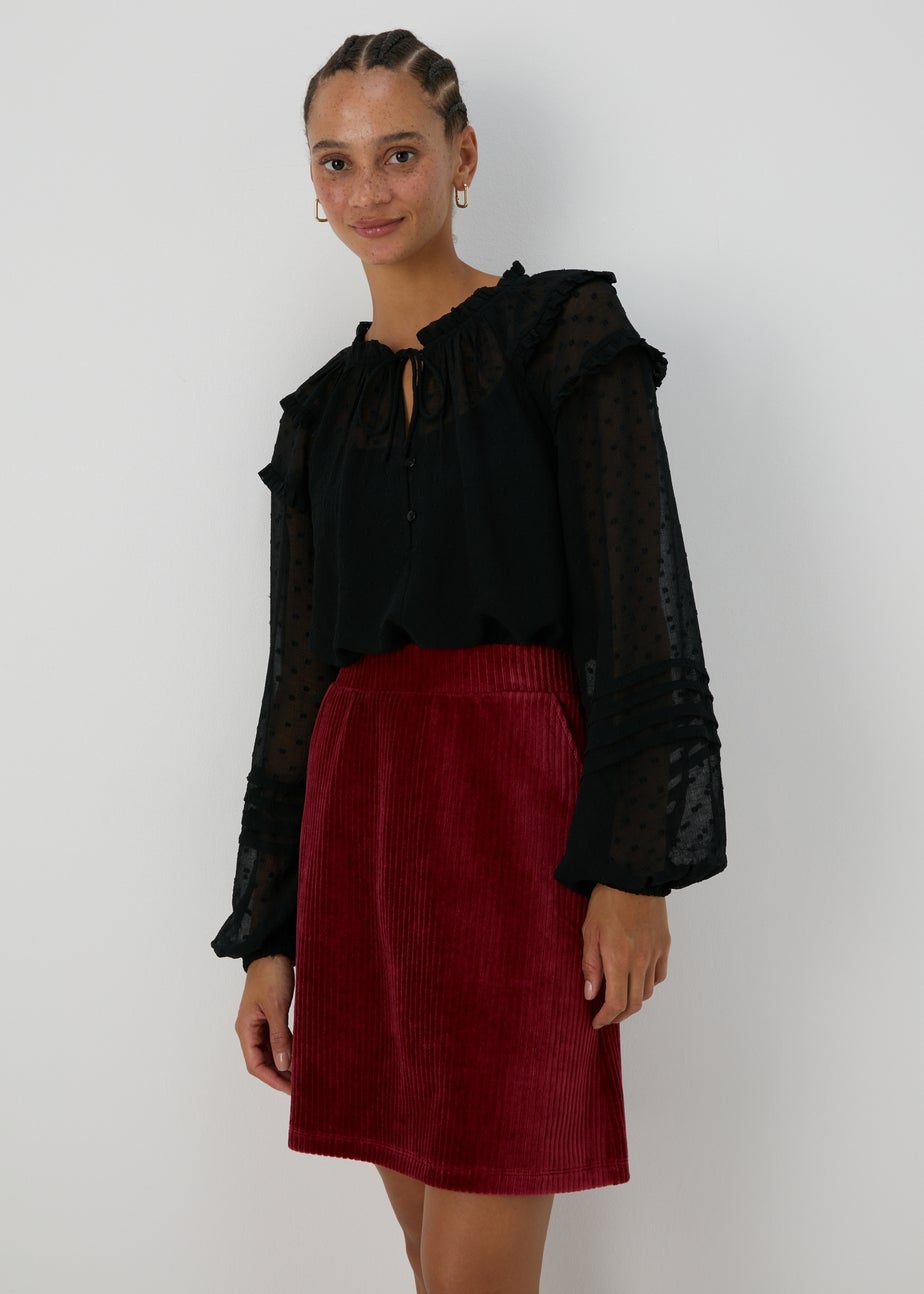 Burgundy Cord Mini Skirt