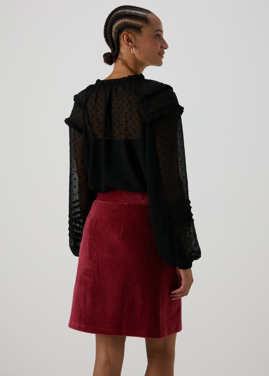 Burgundy Cord Mini Skirt