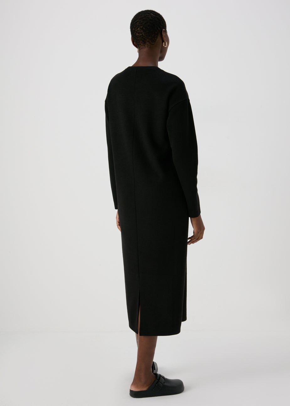 Black Ribbed Midi Dress