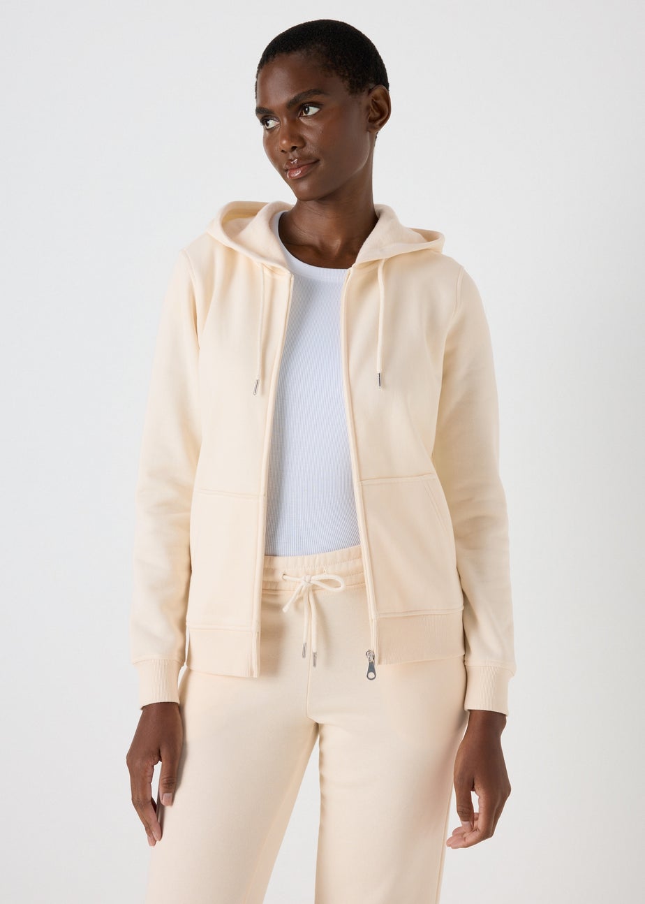 Cream Zip Up Hoodie