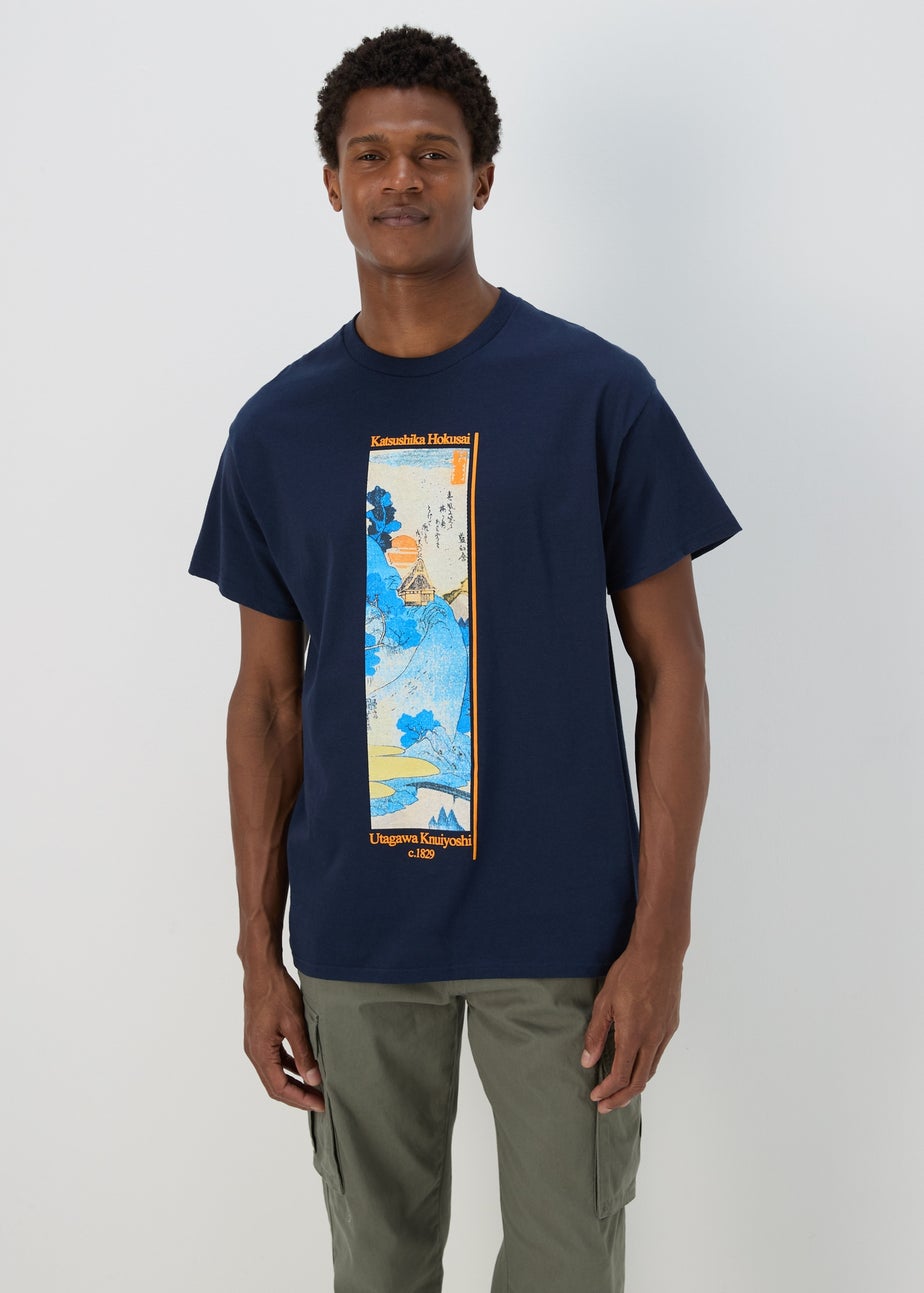 Navy Japanese Graphic T-Shirt