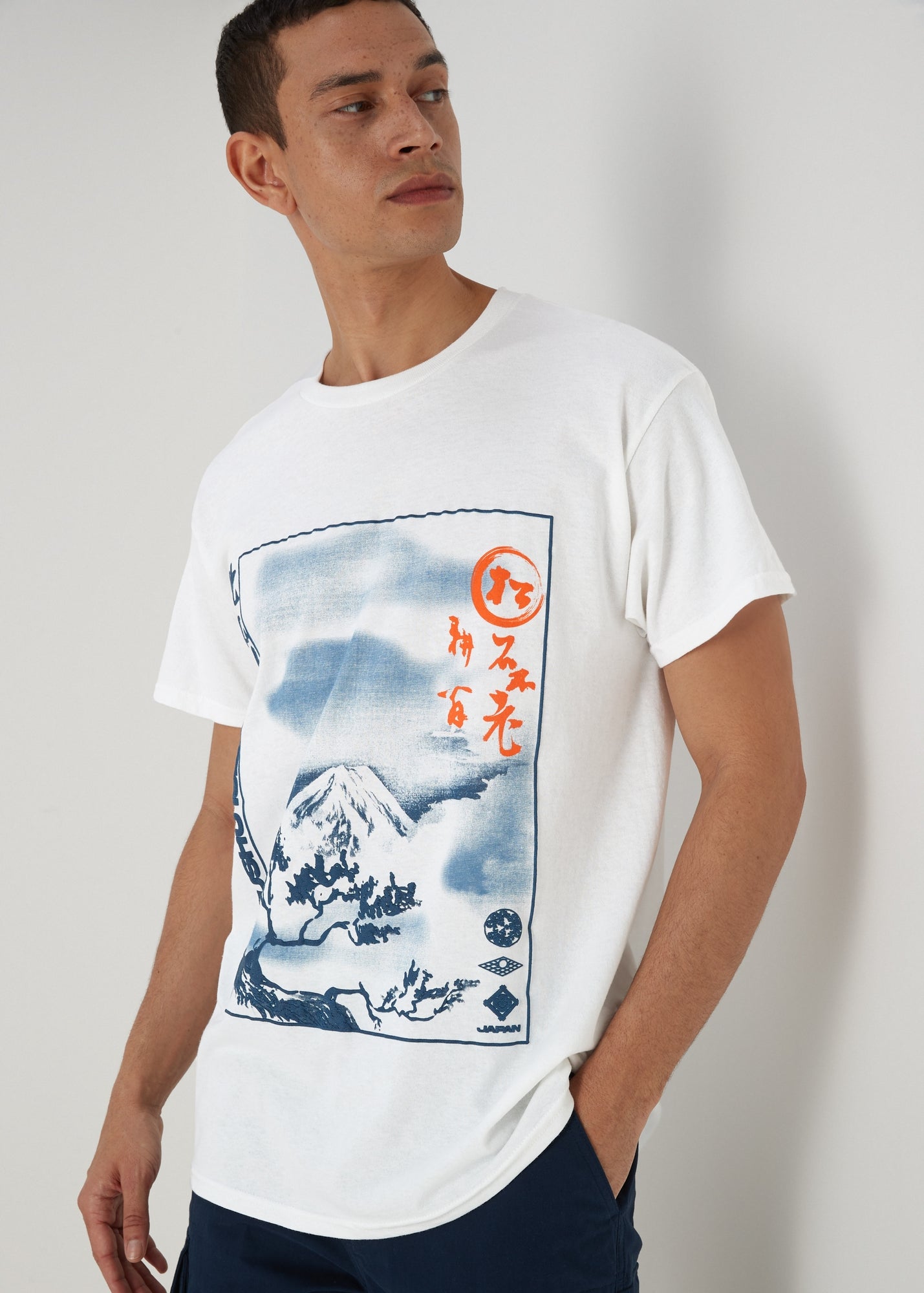 White Japanese Wave T-Shirt - Matalan