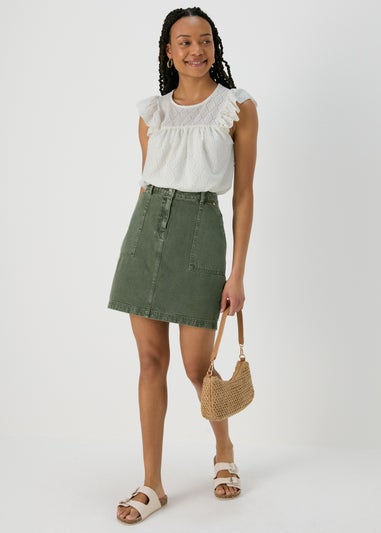 Ecru Pointelle Ruffle Top