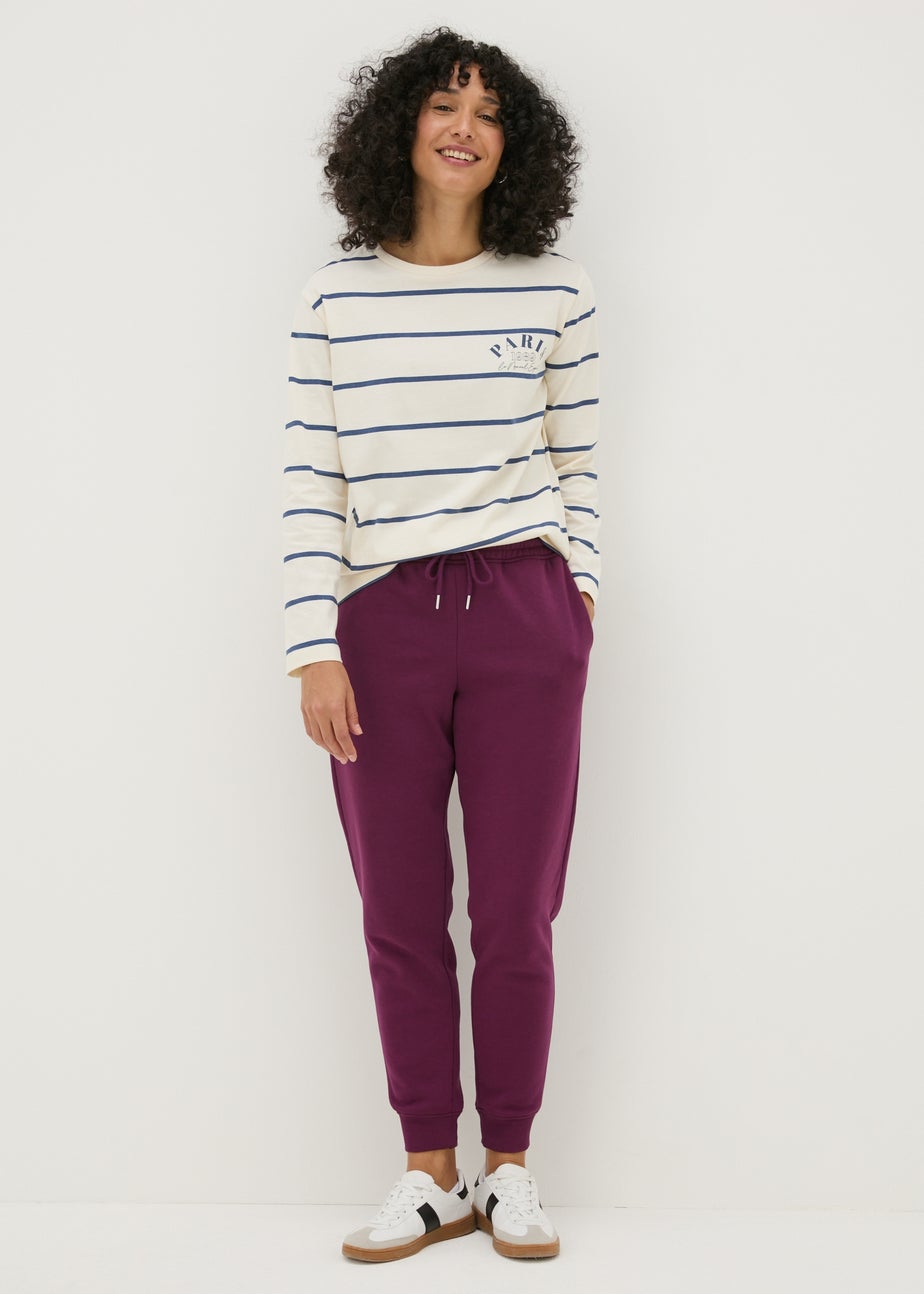 Burgundy Tapered Leg Jogging Bottoms