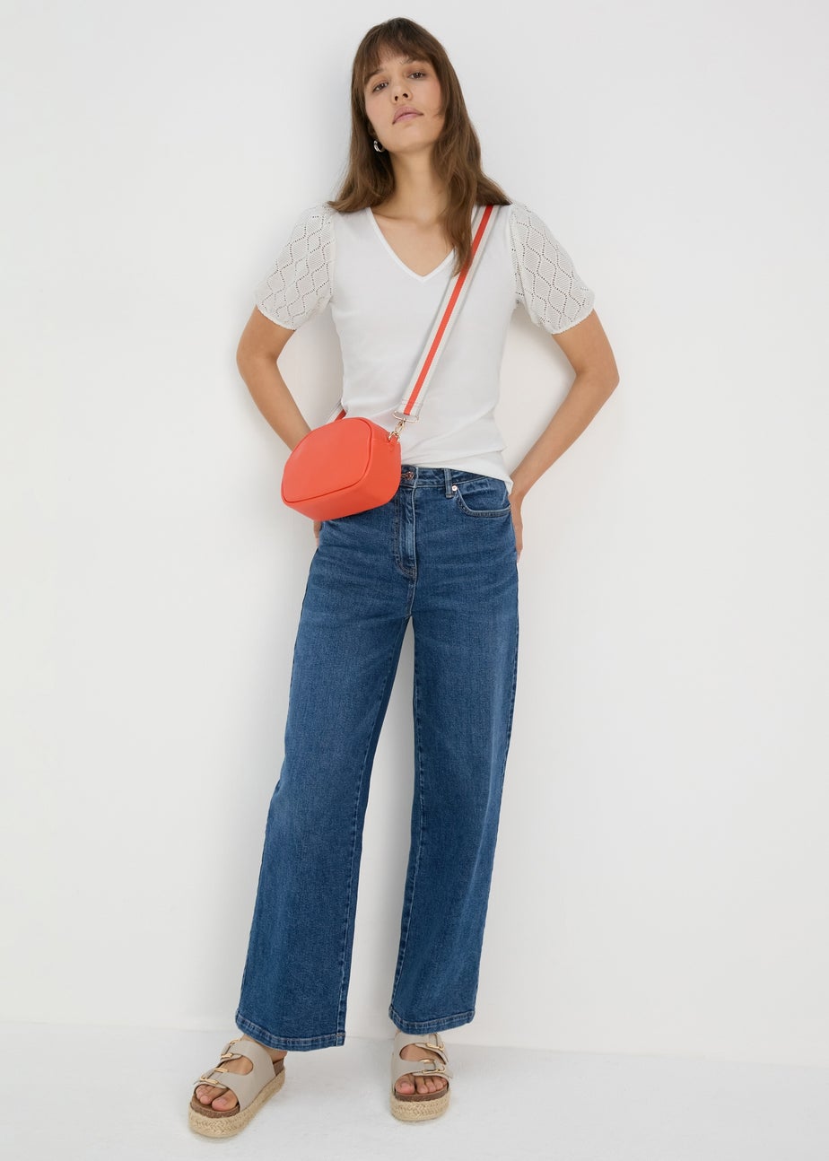 Ecru Pointelle Sleeve Top