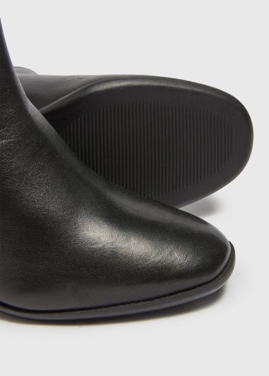 Black Buckle Ankle Leather Boots