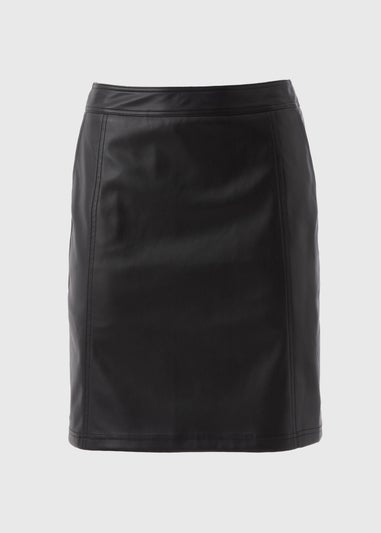 Black PU Leather Zip Mini Skirt
