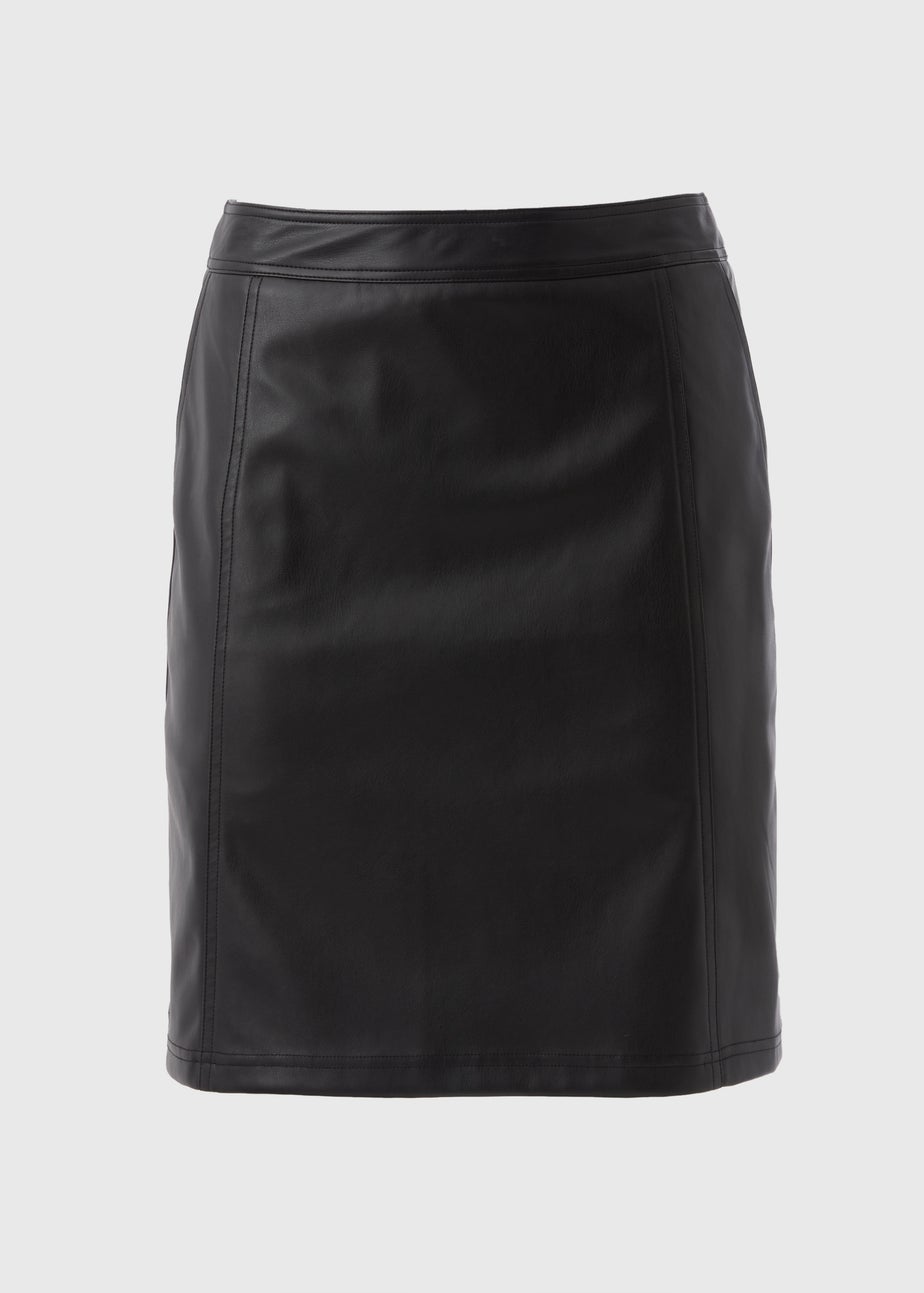 Black PU Leather Zip Mini Skirt