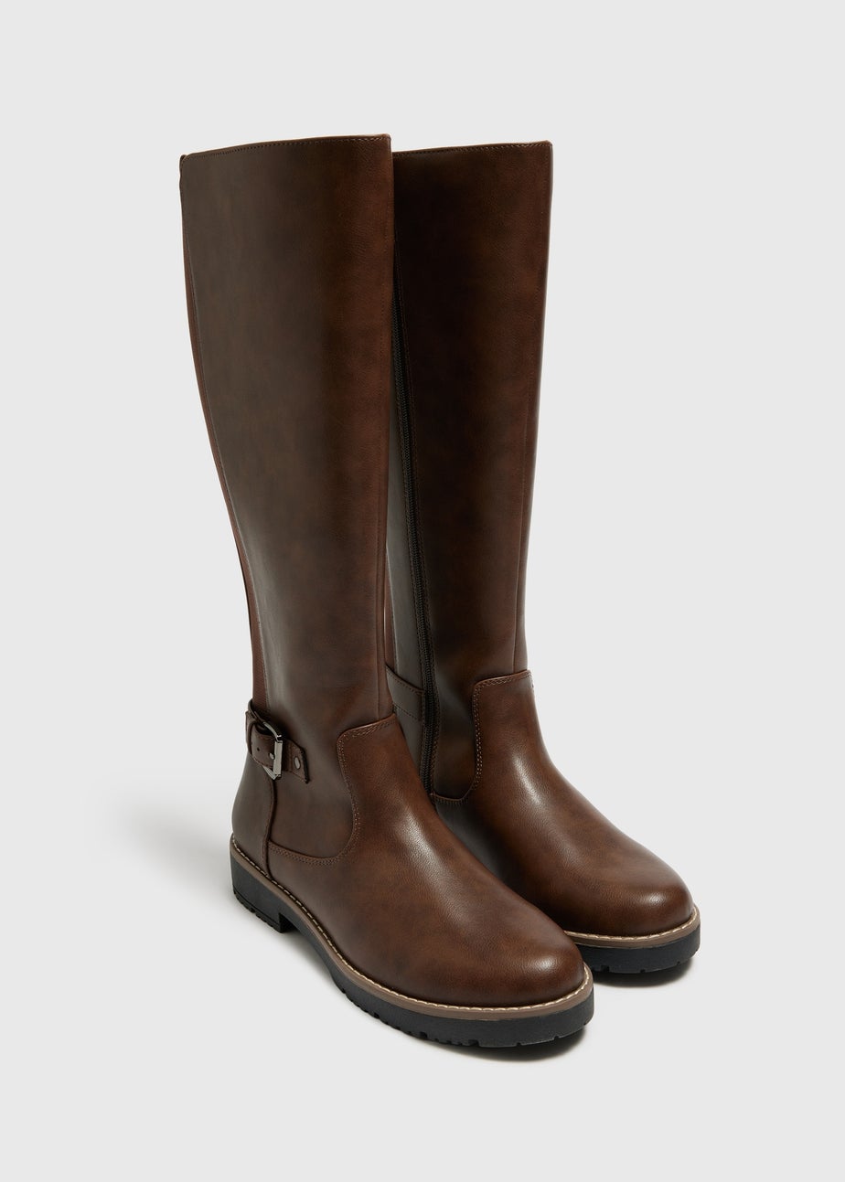Soleflex Brown Buckle Knee High Boots