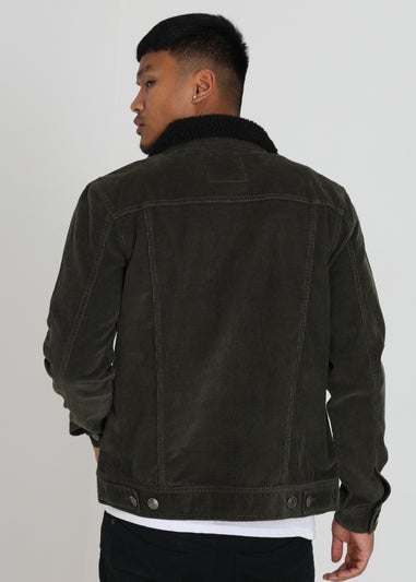Brave Soul Khaki Borg Collar Cord Jacket
