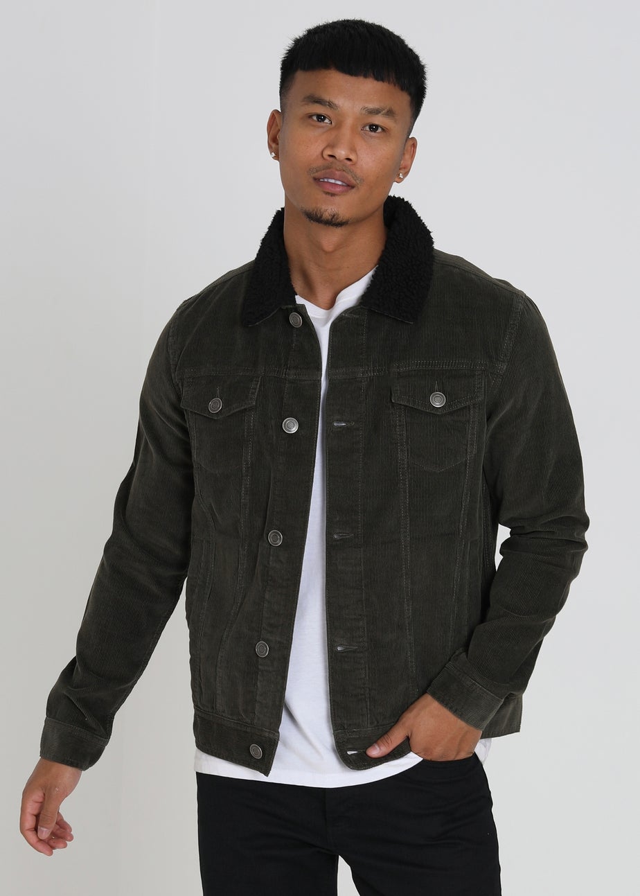 Brave Soul Khaki Borg Collar Cord Jacket