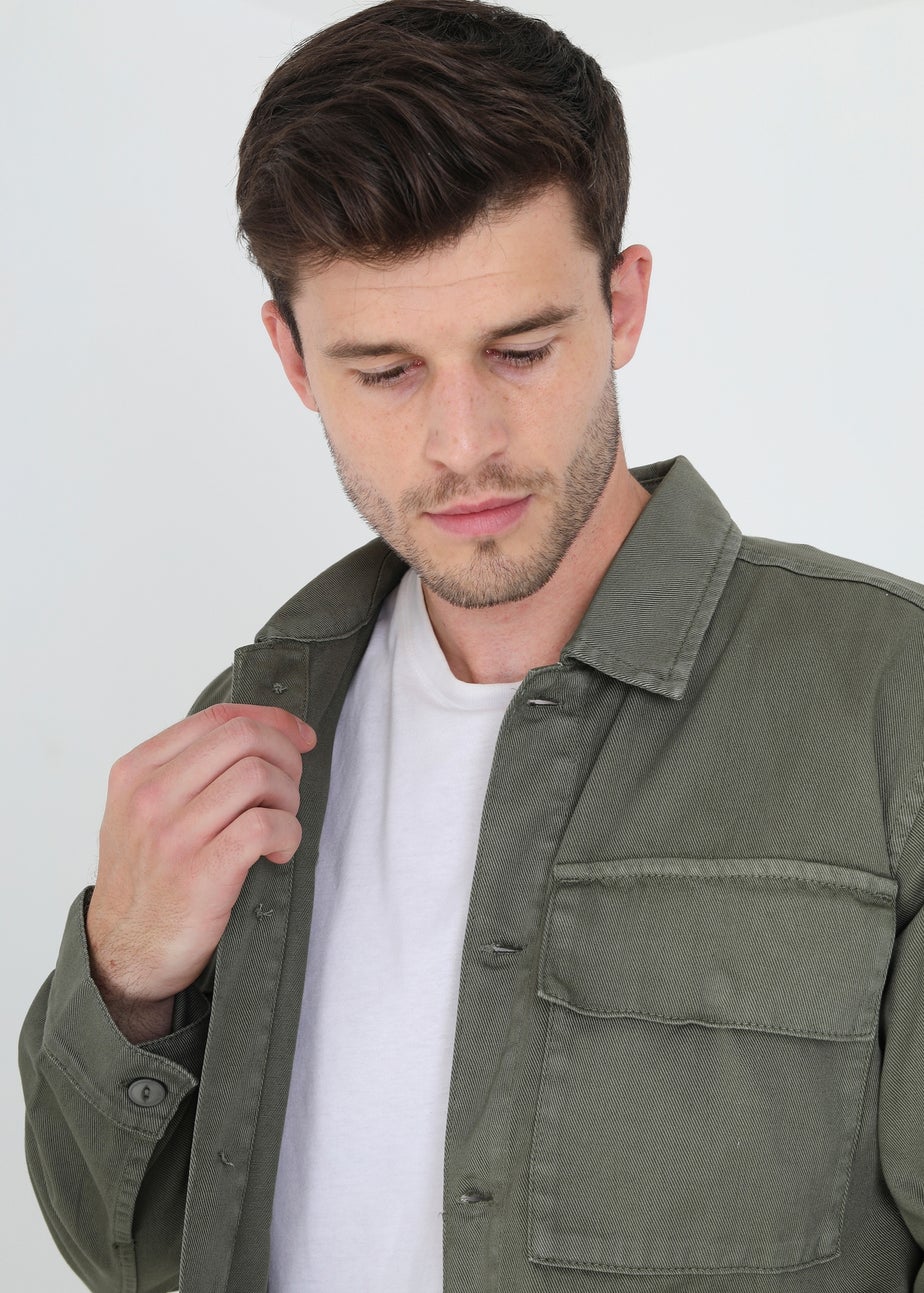 Brave Soul Soft Green Cotton Twill Shacket