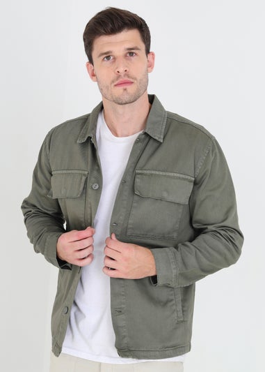 Brave Soul Soft Green Cotton Twill Shacket