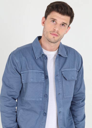 Brave Soul Blue Cotton Twill Shacket