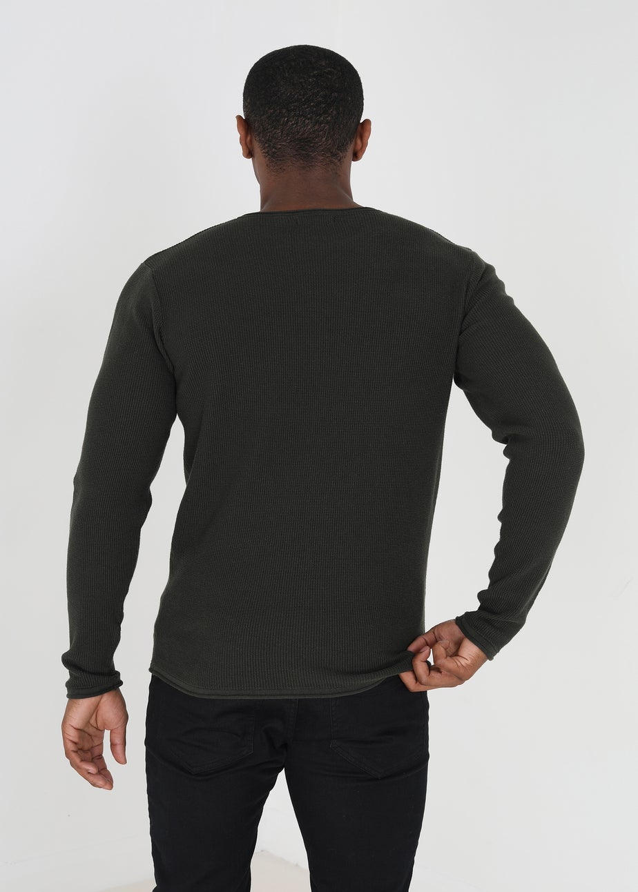 Brave Soul Green Lightweight Ribbed Jumper