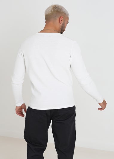 Brave Soul White Lightweight Ribbed Jumper